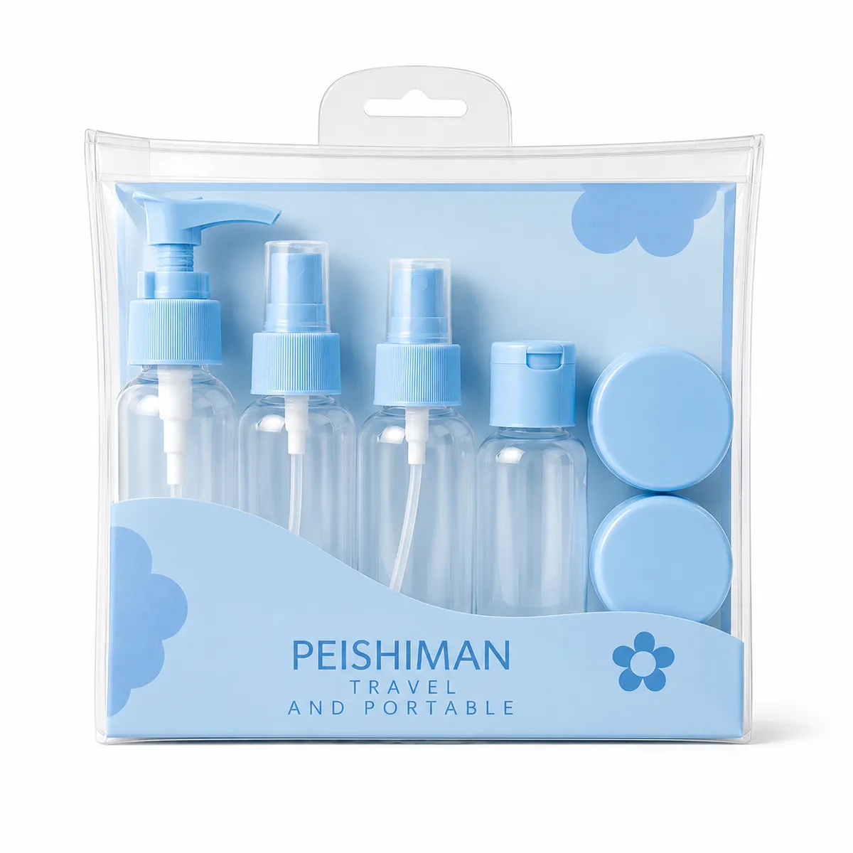 5-Piece Refillable Travel Bottle Set - Leak-Proof Toiletries & Cosmetic Containers