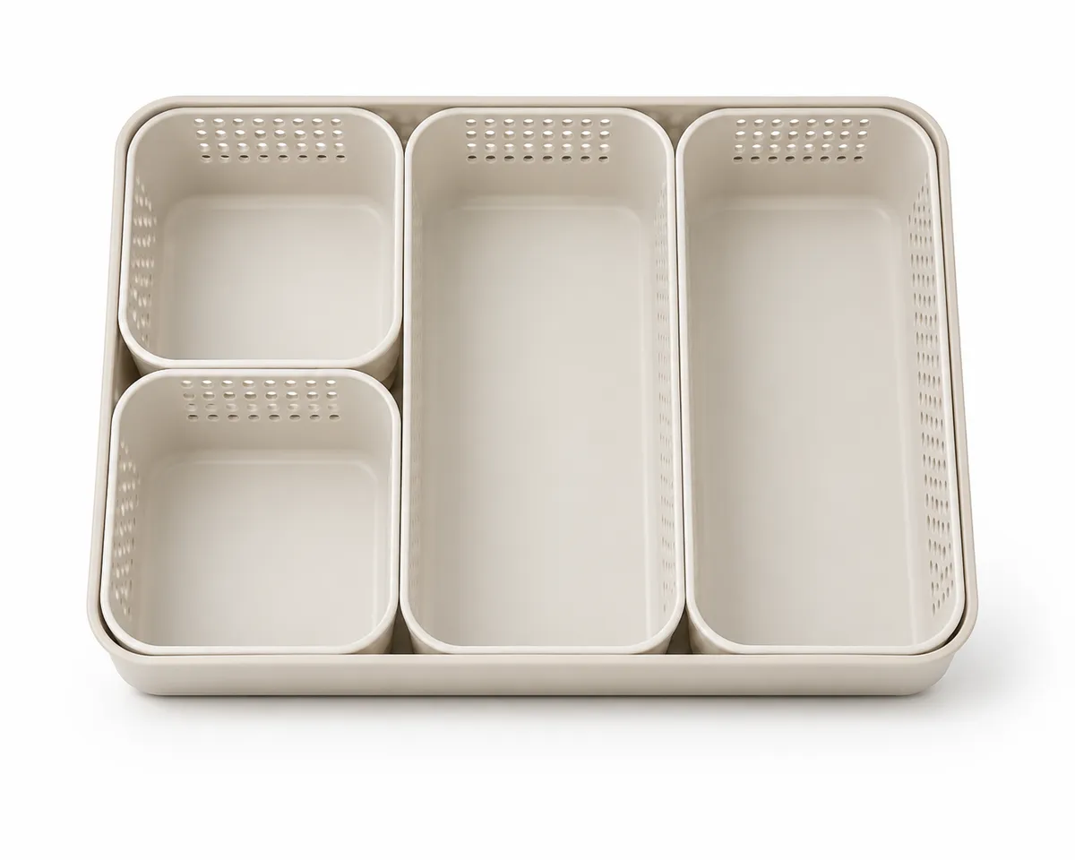 Expandable Plastic Drawer Organizer (6 Compartments) - Adjustable Kitchen & Makeup Tray