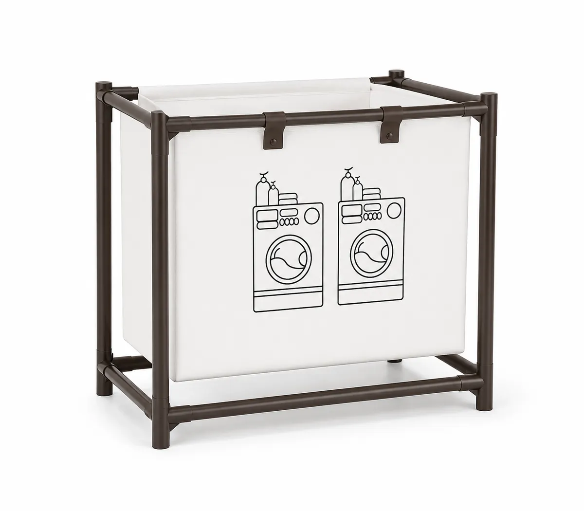 Double Laundry Hamper with Metal Frame - 2-Section Divided Laundry Sorter Basket
