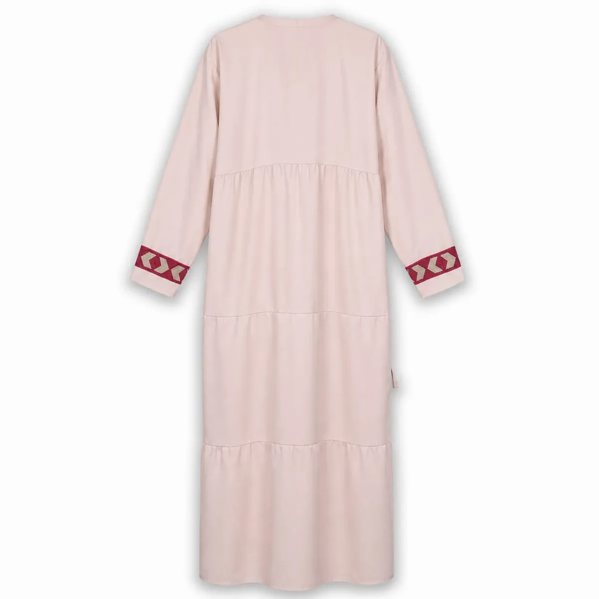Women's Beige Cotton Blend Wrinkle-Resistant Jalabiya with Traditional Patterns