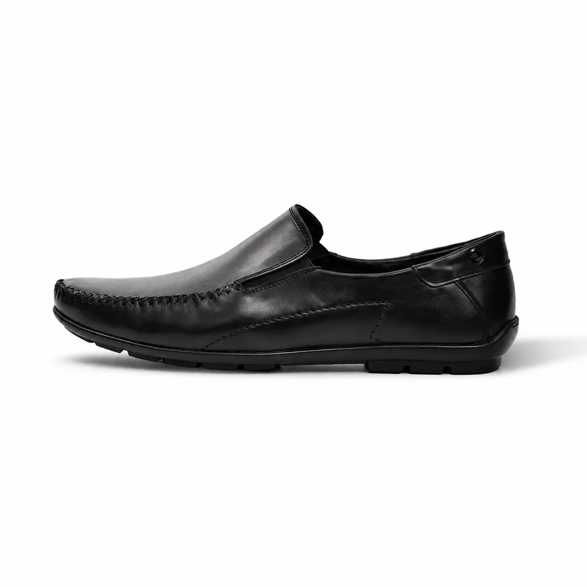 Men’s Black Genuine Leather Loafer – Comfortable Casual Slip-On Shoes