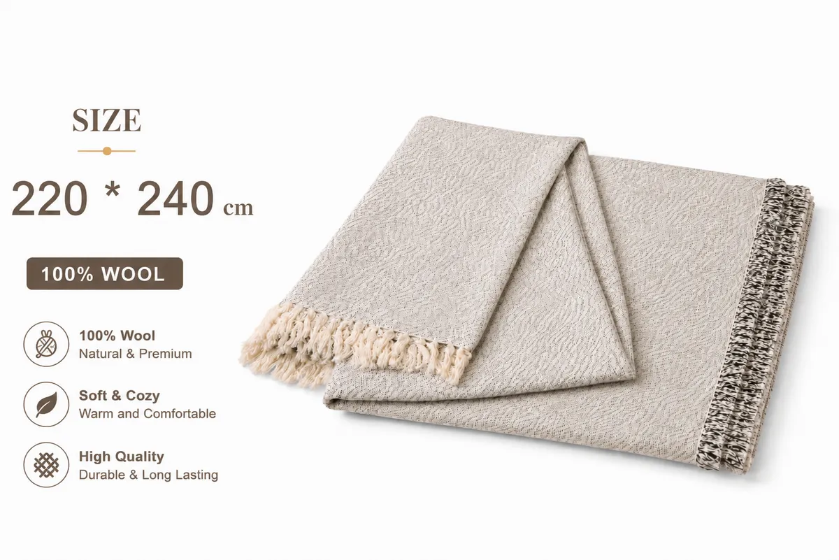 100% Natural Wool Handwoven Blanket – Premium Warmth & Authentic Comfort