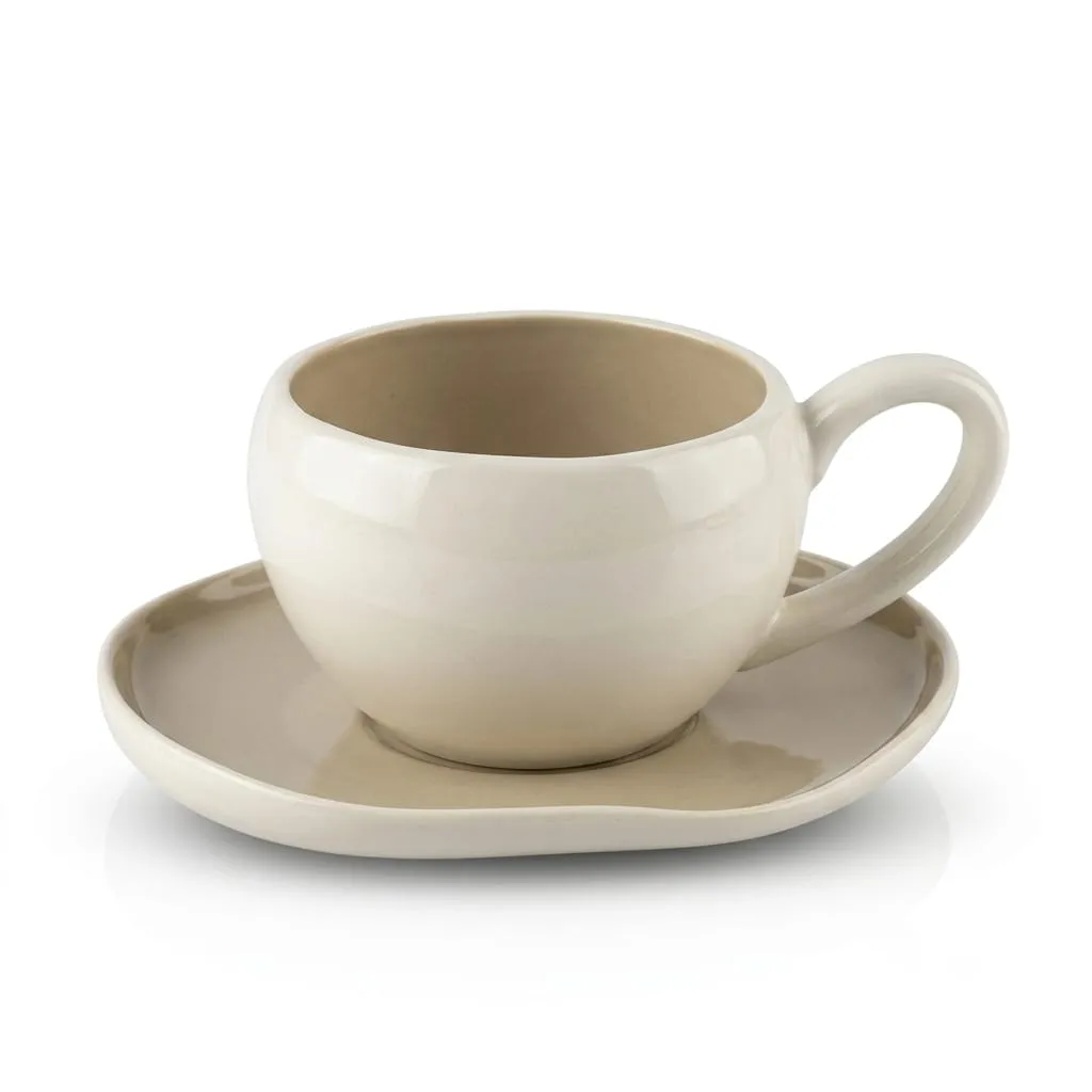 12-Piece Porcelain Coffee Cup Set with 6 Cups and Wooden Stand (Espresso & Turkish Coffee Set)