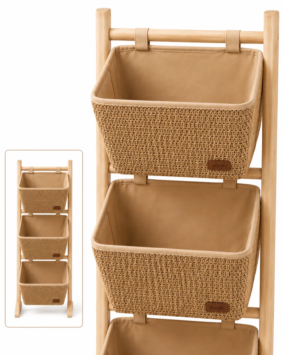 3-Tier Rattan Storage Organizer – Moisture-Resistant Multi-Purpose Drawer Unit