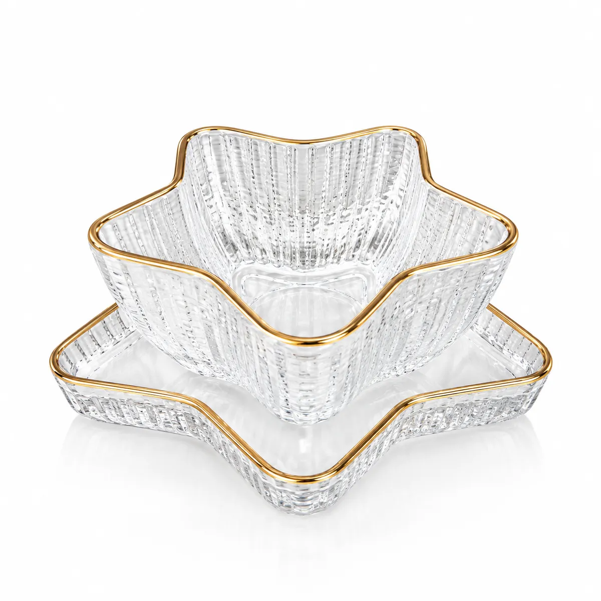 6-Piece Star-Shaped Glass Bowl & Plate Set – Elegant Dessert & Snack Serving Set