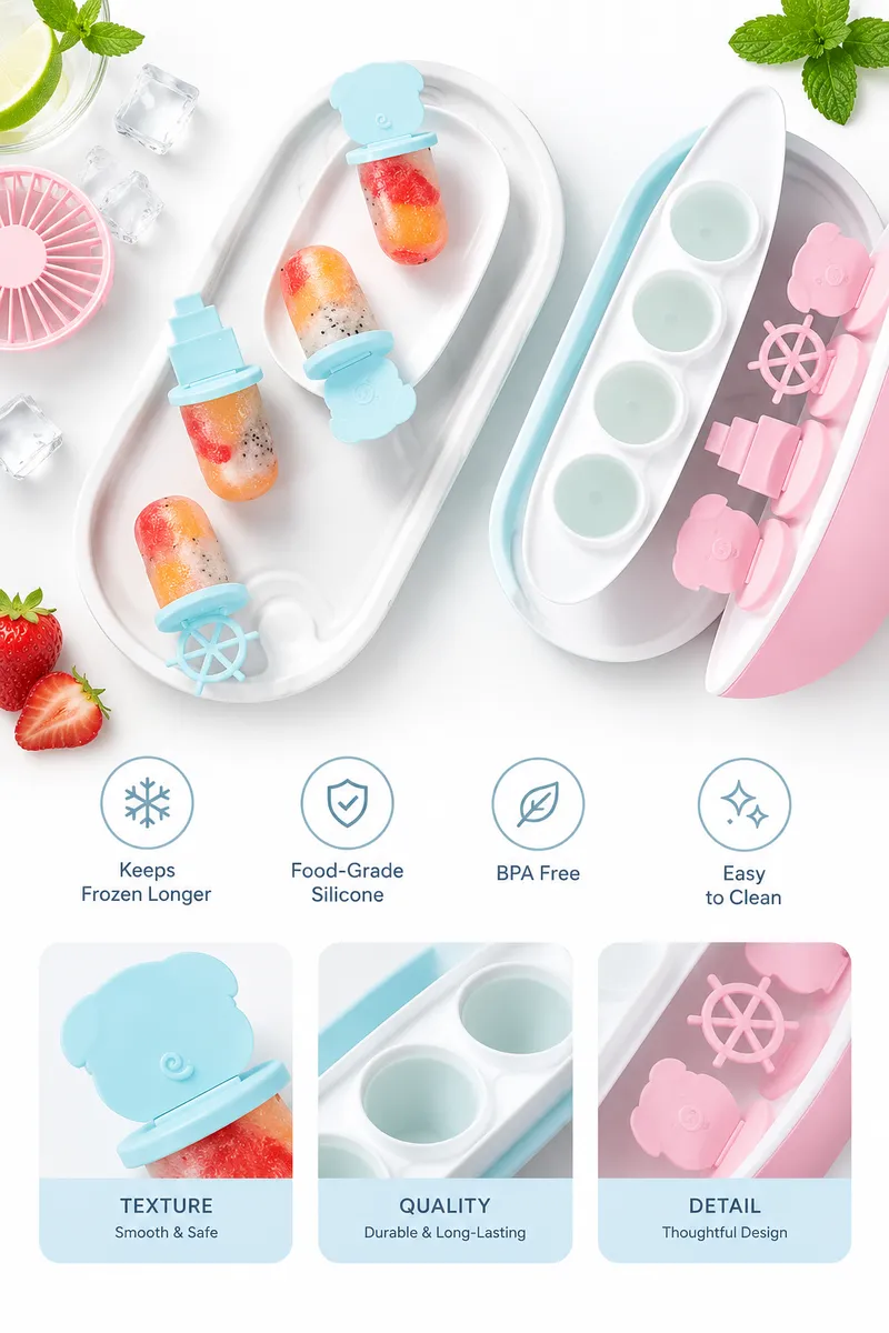Pirate Ship Popsicle Mold – 6-Piece Ice Pop Maker for Kids (24.5cm) – Healthy Homemade Ice Cream