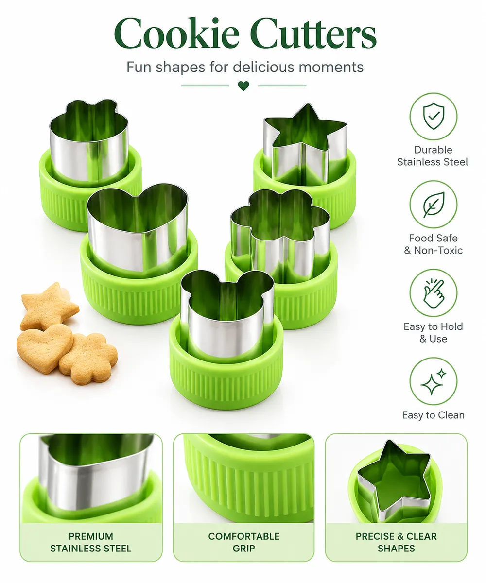6-Piece Stainless Steel Cookie & Dough Cutter Set (Baking & Pastry Tools)
