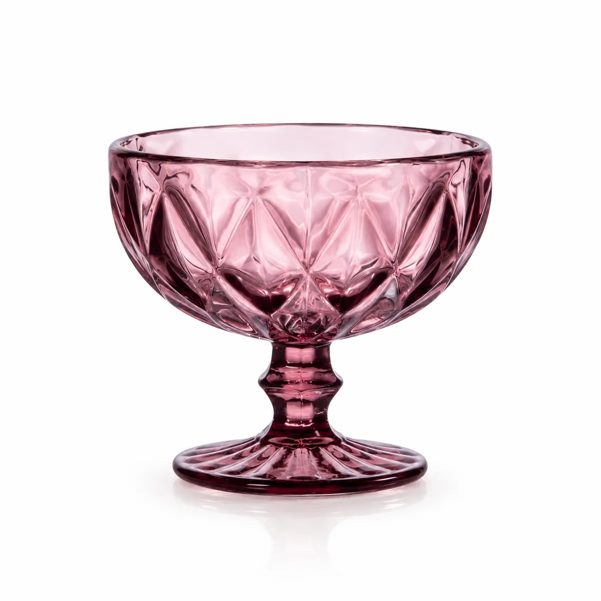 6-Piece Pink Glass Dessert Cups – Elegant Textured Design (Ice Cream & Pudding Serving Bowls)