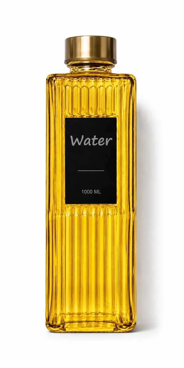 1000 ml Glass Water Bottle with Stainless Steel Lid - Eco-Friendly Hydration Flask (Water Label Design)