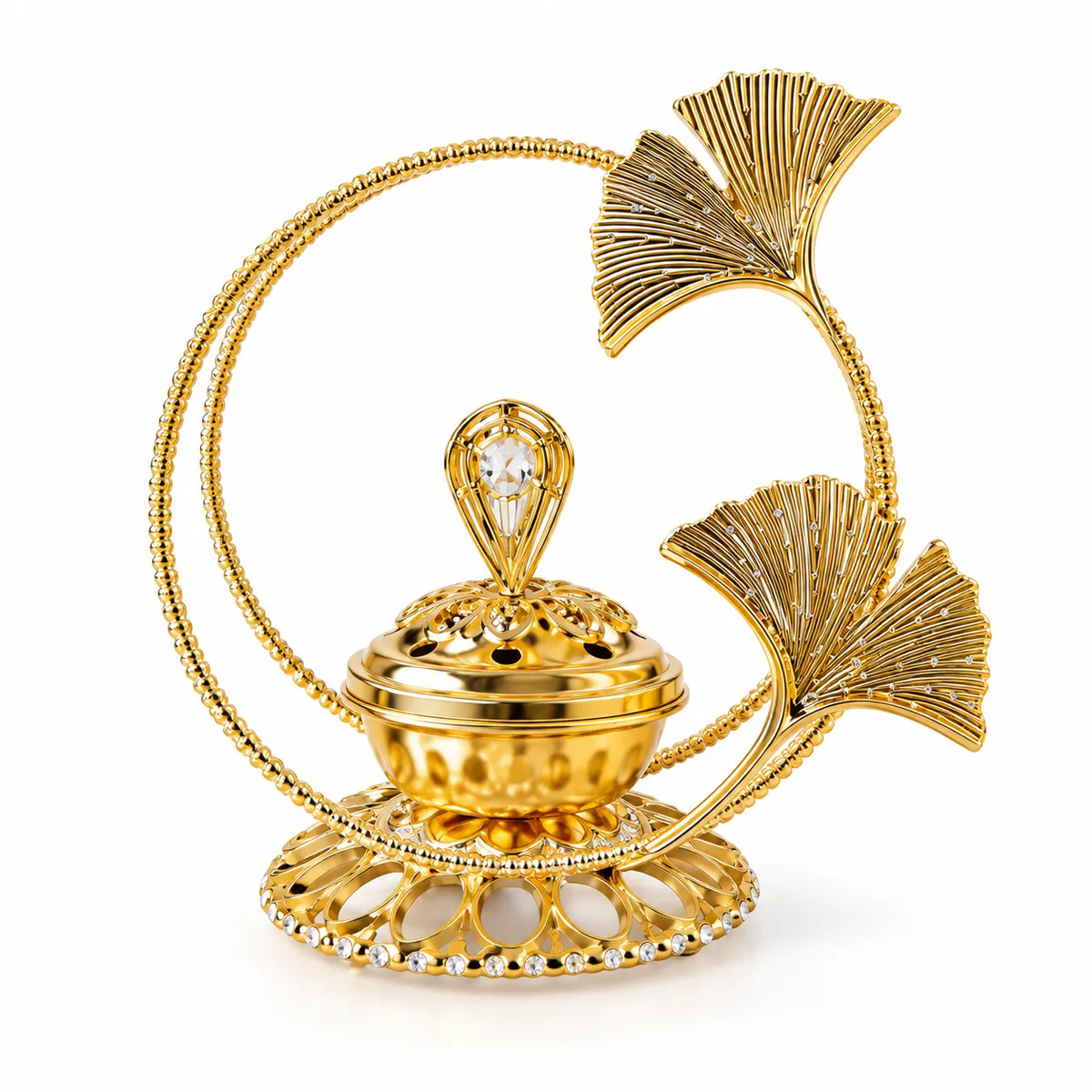 Luxury Gold Metal Incense Burner with Various Intricate Designs