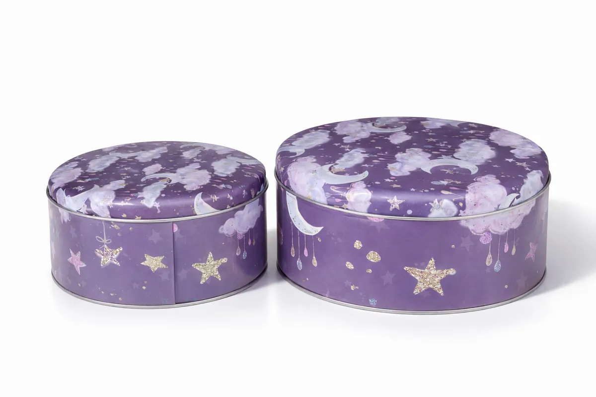 Moon Pattern Storage Tins Set – 2 Pieces (Aesthetic Airtight Metal Containers for Coffee & Tea)