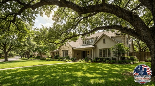Retired couple touring a single-story home in a 55+ community near Austin