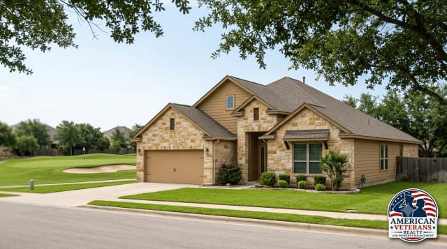 Homes along the fairway in the Forest Creek golf community of Round Rock, TX