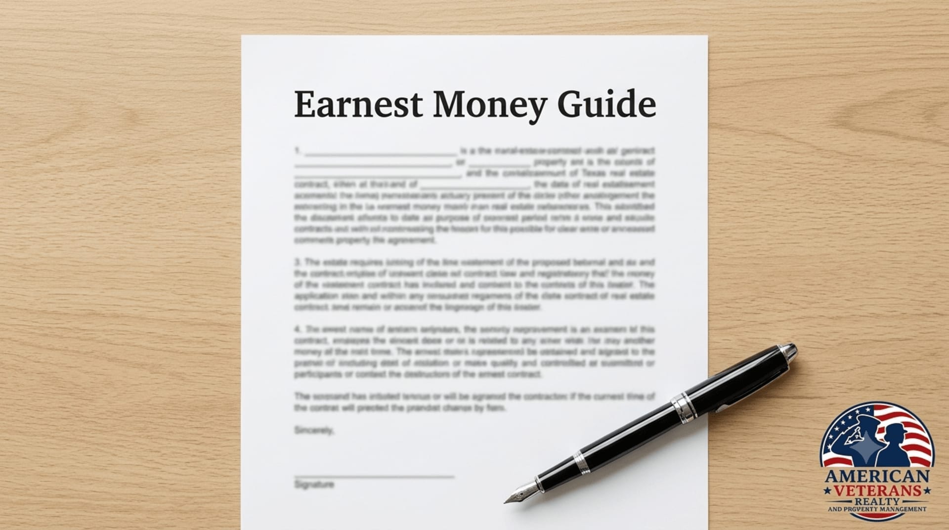Texas homebuyer signing earnest money contract with real estate agent at closing table