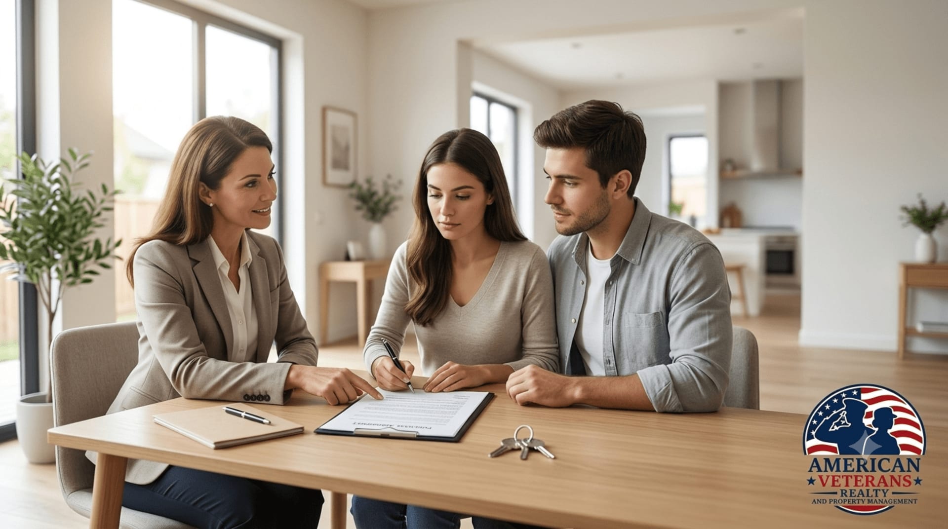 Texas homebuyer making offer on house with real estate agent reviewing TREC contract