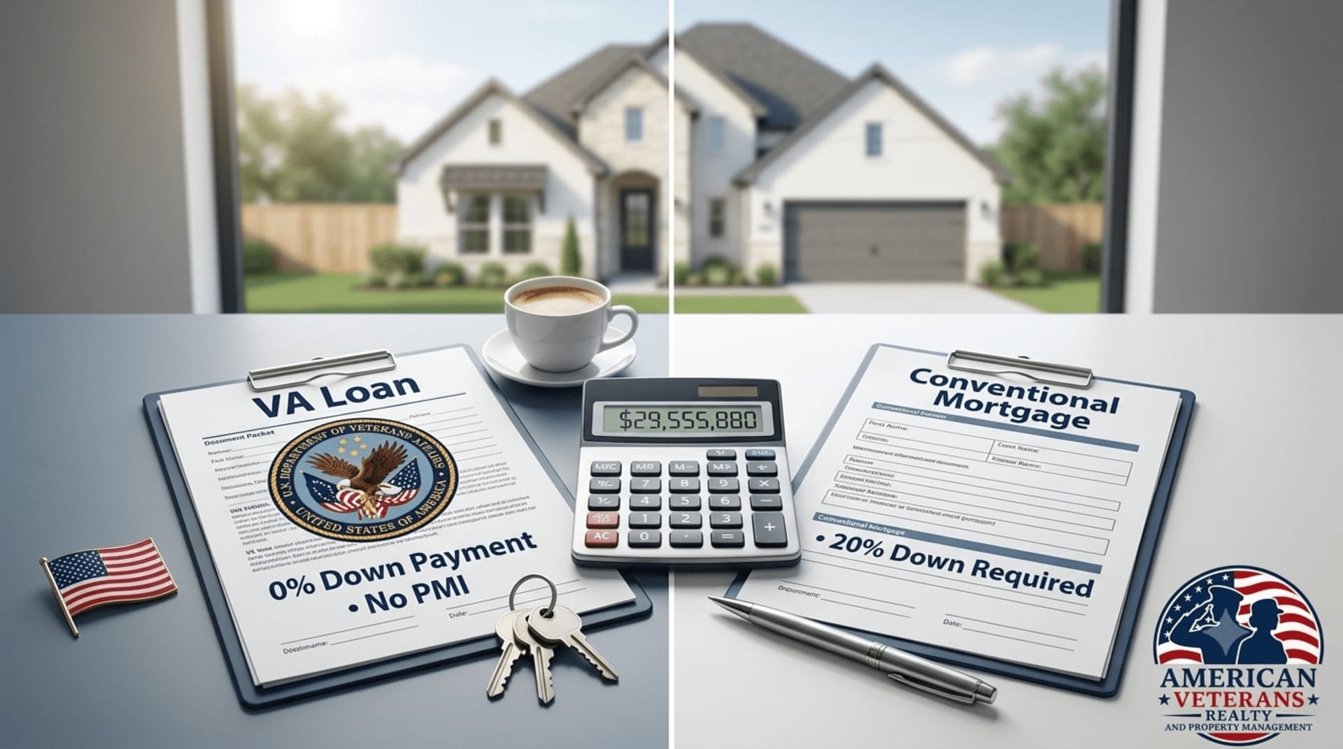 Comparison chart showing VA loan benefits versus conventional mortgage options for veterans