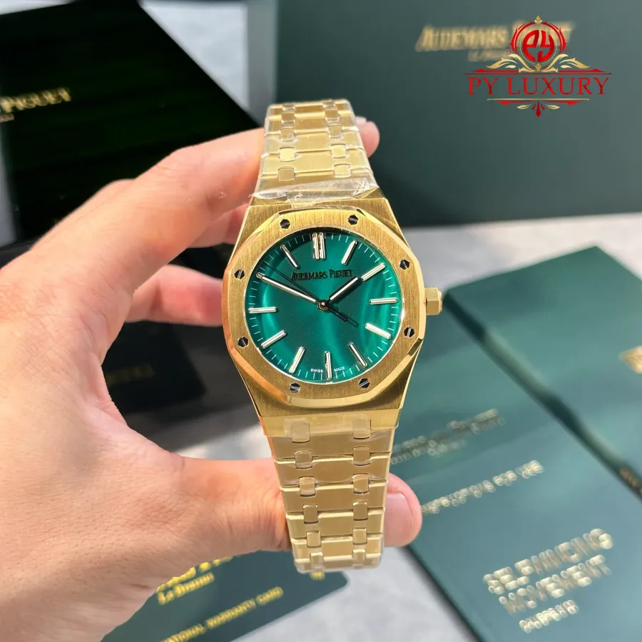 Audemars Piguet Royal Oak 15513BA Yellow Gold Malachite Stone Dial APW 41mm