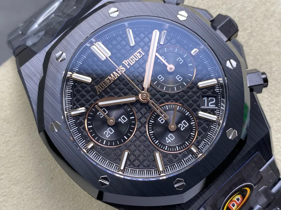 Audemars Piguet Royal Oak Chronograph 26240CE Black Ceramic 41mm Super Clone Watch - Angle 3 - Jack Watches USA