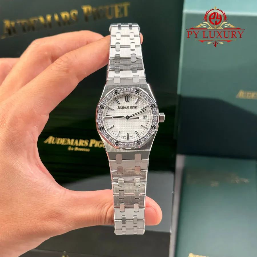 Audemars Piguet Royal Oak Lady White Dial Diamond Bezel 34mm
