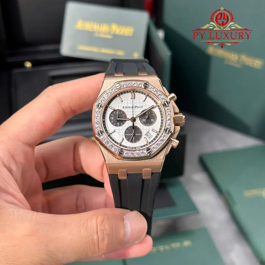 Audemars Piguet Royal Oak Offshore 26231OR Rose Gold Silver Dial Diamond Bezel 37mm