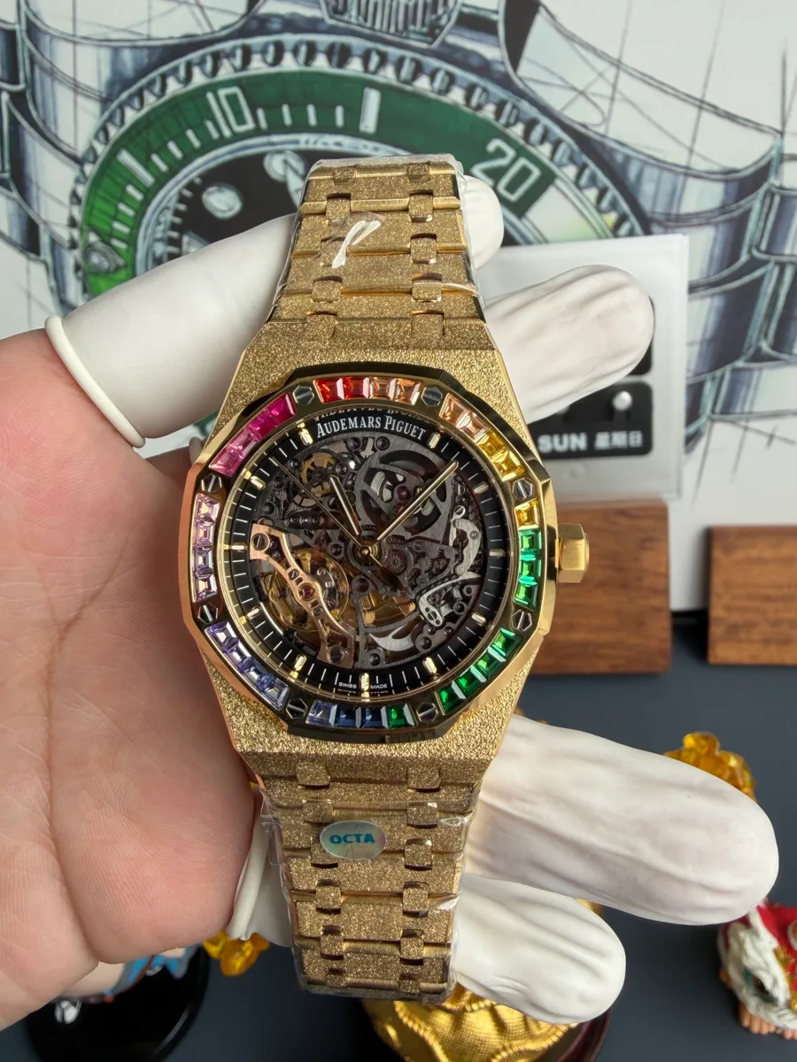 Audemars Piguet Royal Oak Openworked 15412BA Rainbow Frosted Yellow Gold OCTA 41mm