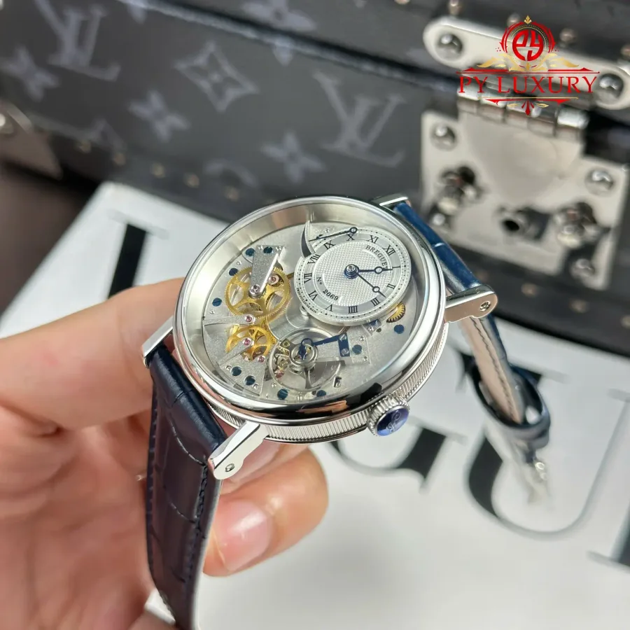 Breguet Tradition 7057BB/11/9W6 Manual Winding Blue Leather Strap 40mm Super Clone Watch - Angle 3 - Jack Watches USA