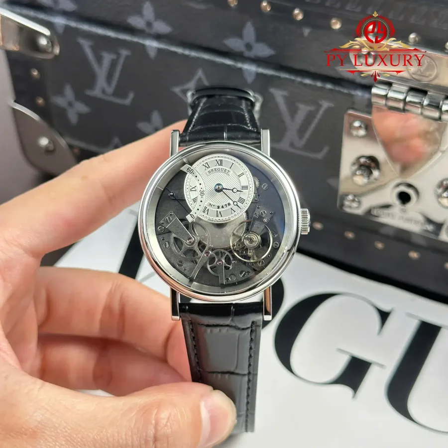Breguet Tradition 7097 Retrograde Seconds White Dial Leather Strap 40mm