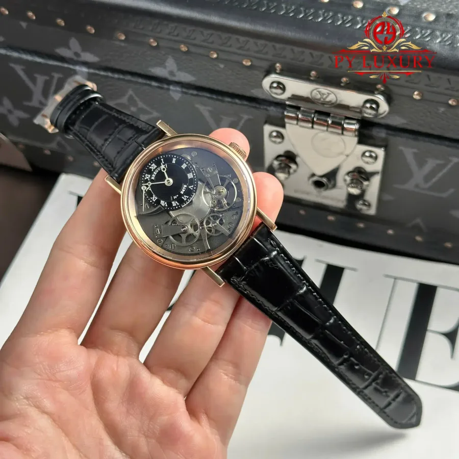 Breguet Tradition Power Reserve 7057BR/G9/9W6 Rose Gold Leather Strap 40mm Super Clone Watch - Angle 2 - Jack Watches USA