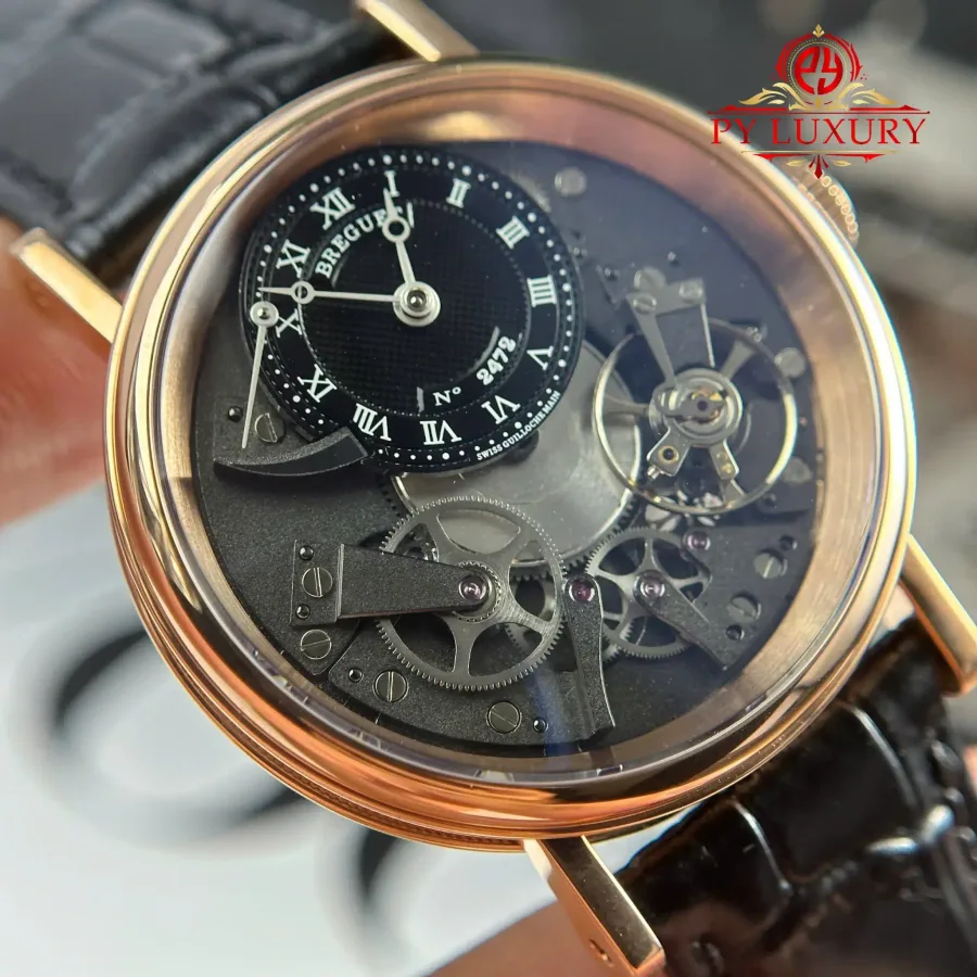 Breguet Tradition Power Reserve 7057BR/G9/9W6 Rose Gold Leather Strap 40mm Super Clone Watch - Angle 3 - Jack Watches USA