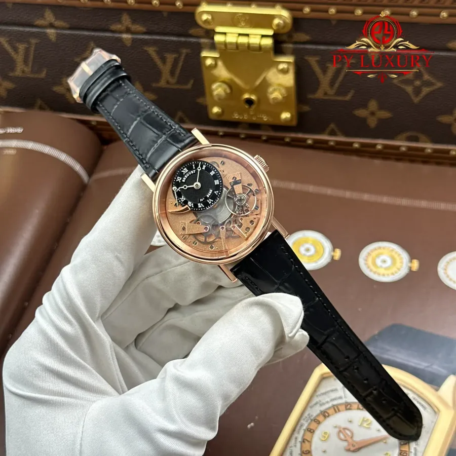 Breguet Tradition Power Reserve 7057BR/R9/9W6 Rose Gold Black Dial 40mm Super Clone Watch - Angle 2 - Jack Watches USA