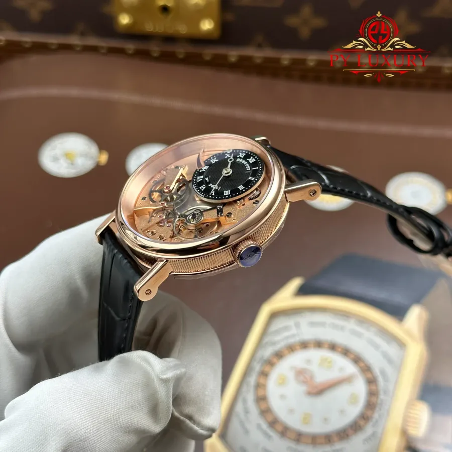 Breguet Tradition Power Reserve 7057BR/R9/9W6 Rose Gold Black Dial 40mm Super Clone Watch - Angle 3 - Jack Watches USA