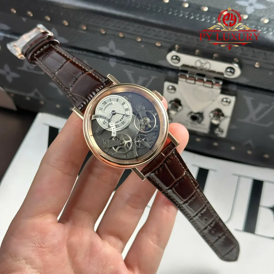 Breguet Tradition Retrograde Seconds 7097BR/G1/9WU Rose Gold Leather Strap 40mm Super Clone Watch - Angle 2 - Jack Watches USA