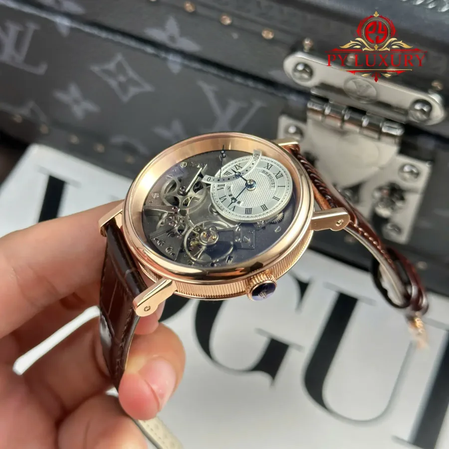 Breguet Tradition Retrograde Seconds 7097BR/G1/9WU Rose Gold Leather Strap 40mm Super Clone Watch - Angle 3 - Jack Watches USA
