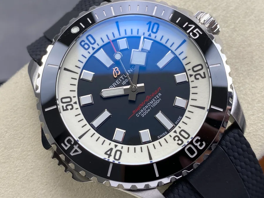 Breitling Superocean A17378211B1S1 Black Dial Rubber Strap 46mm Super Clone Watch - Angle 3 - Jack Watches USA