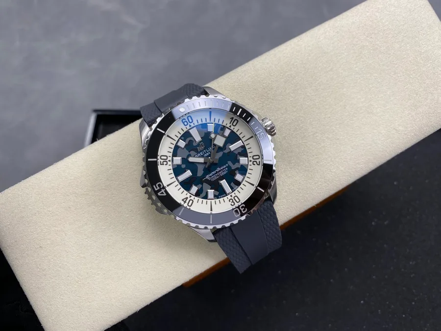Breitling Superocean Super Diver E10379351B1S1 Camo Blue Dial Rubber Strap 46mm