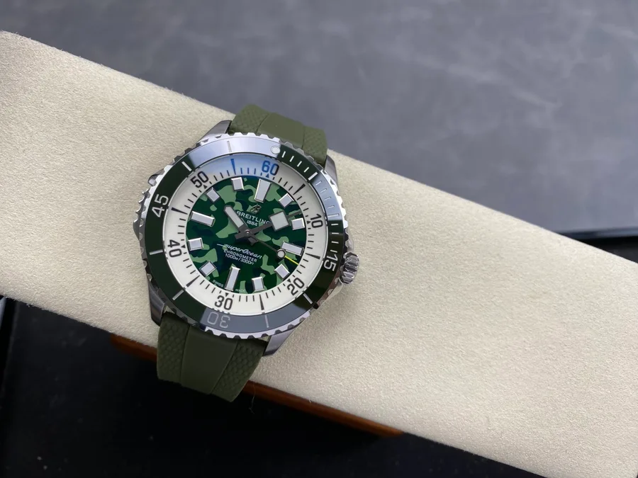 Breitling Superocean Super Diver E10379D31L1S1 Green Dial Rubber Strap 46mm Super Clone Watch - Angle 2 - Jack Watches USA