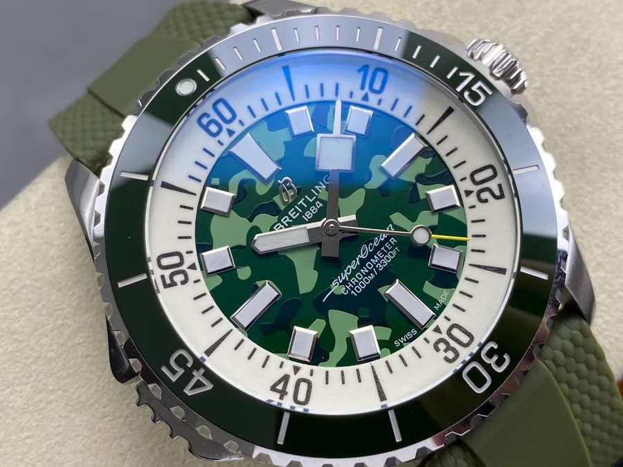 Breitling Superocean Super Diver E10379D31L1S1 Green Dial Rubber Strap 46mm Super Clone Watch - Angle 3 - Jack Watches USA