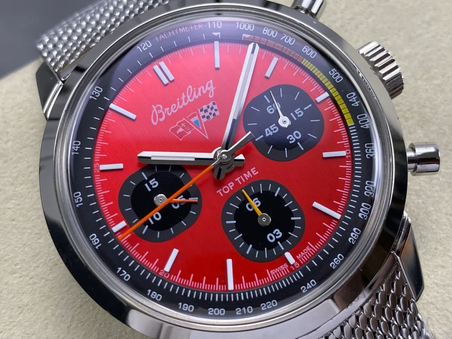 Breitling Top Time B01 Chevrolet Corvette AB01761A1K1A1 Red Dial Metal Bracelet BLS 41mm Super Clone Watch - Angle 3 - Jack Watches USA
