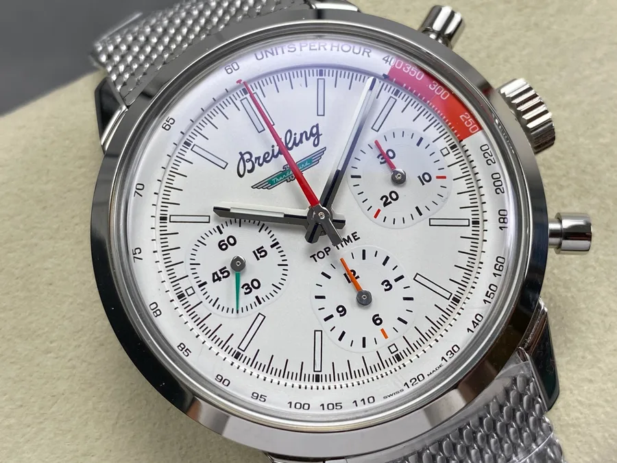 Breitling Top Time B01 Ford Thunderbird AB01766A1A1A1 White Dial BLS 41mm Super Clone Watch - Angle 3 - Jack Watches USA