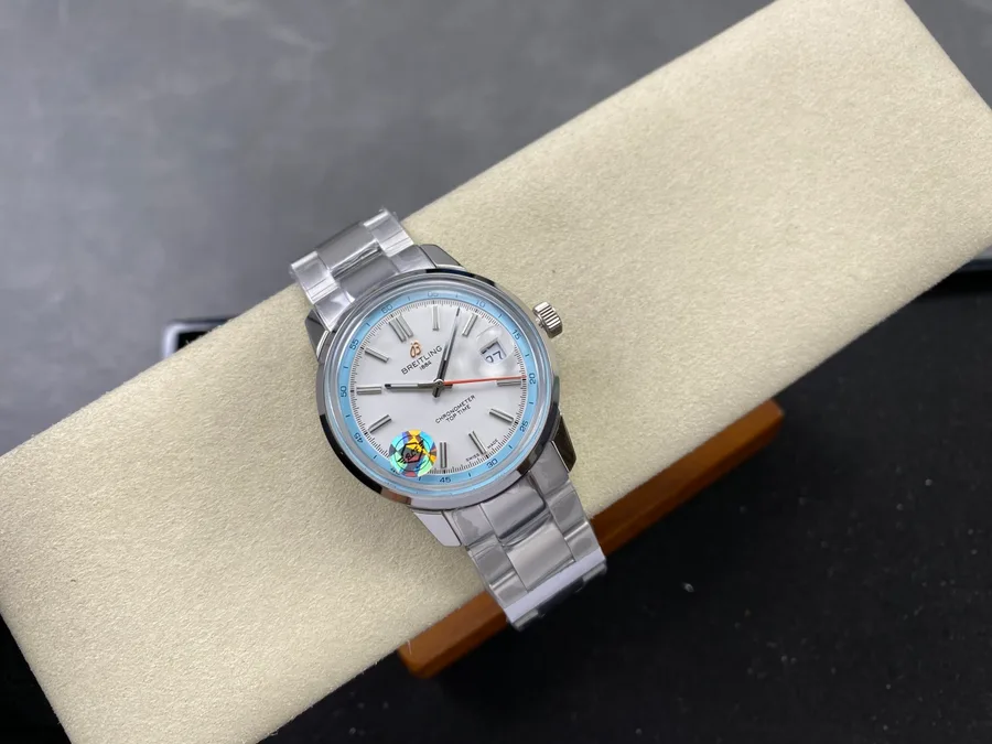 Breitling Top Time B31 AB3113281A1A1 Automatic SS White Sky Blue Dial BLF 38mm