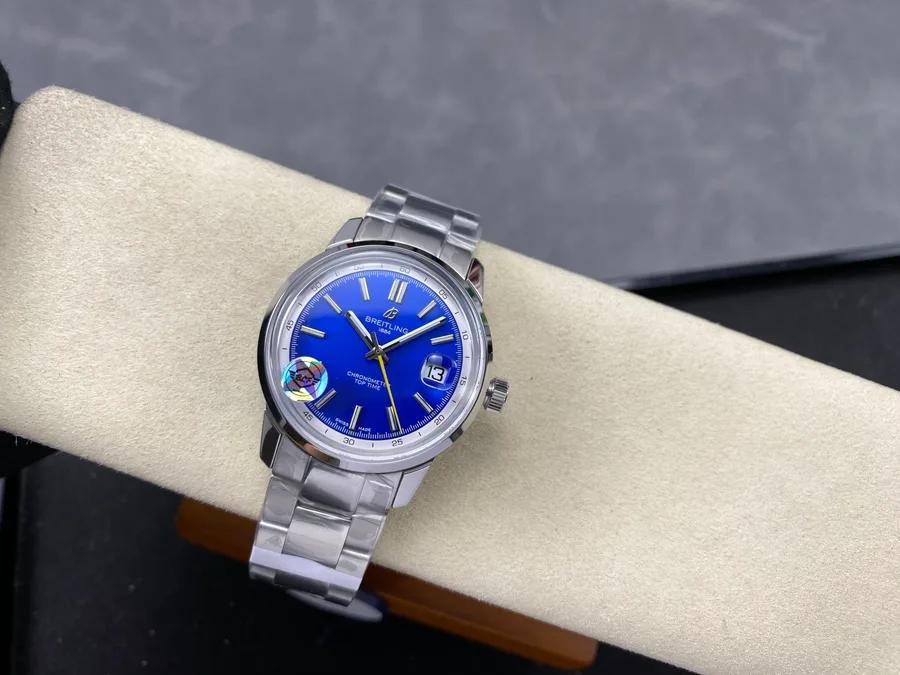 Breitling Top Time B31 Automatic AB3113A71C1A1 Stainless Steel Blue Dial BLF 38mm Super Clone Watch - Angle 2 - Jack Watches USA