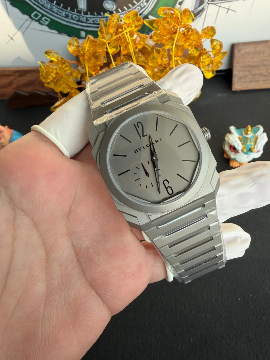 Bvlgari Octo Finissimo 102713 Titanium Grey Dial BVF 40mm Super Clone Watch - Angle 2 - Jack Watches USA