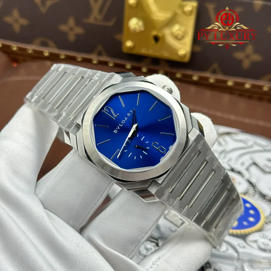 Bvlgari Octo Finissimo Extra Thin 103431 Steel Blue Dial BVF 40mm Super Clone Watch - Angle 2 - Jack Watches USA