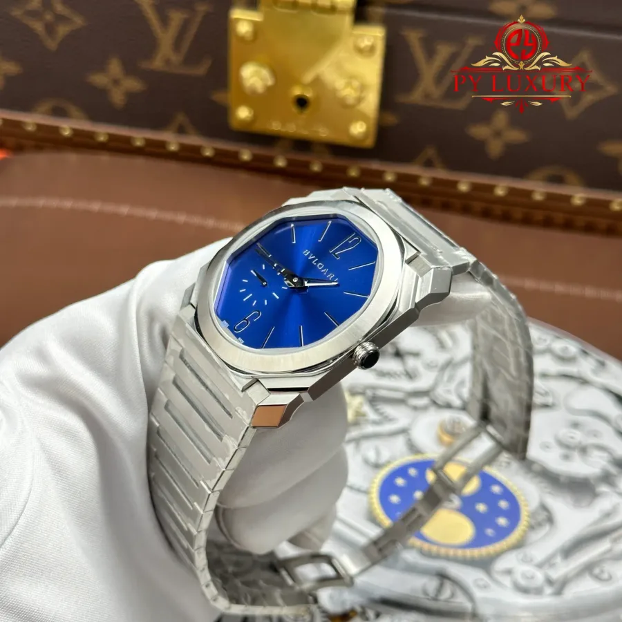 Bvlgari Octo Finissimo Extra Thin 103431 Steel Blue Dial BVF 40mm Super Clone Watch - Angle 3 - Jack Watches USA