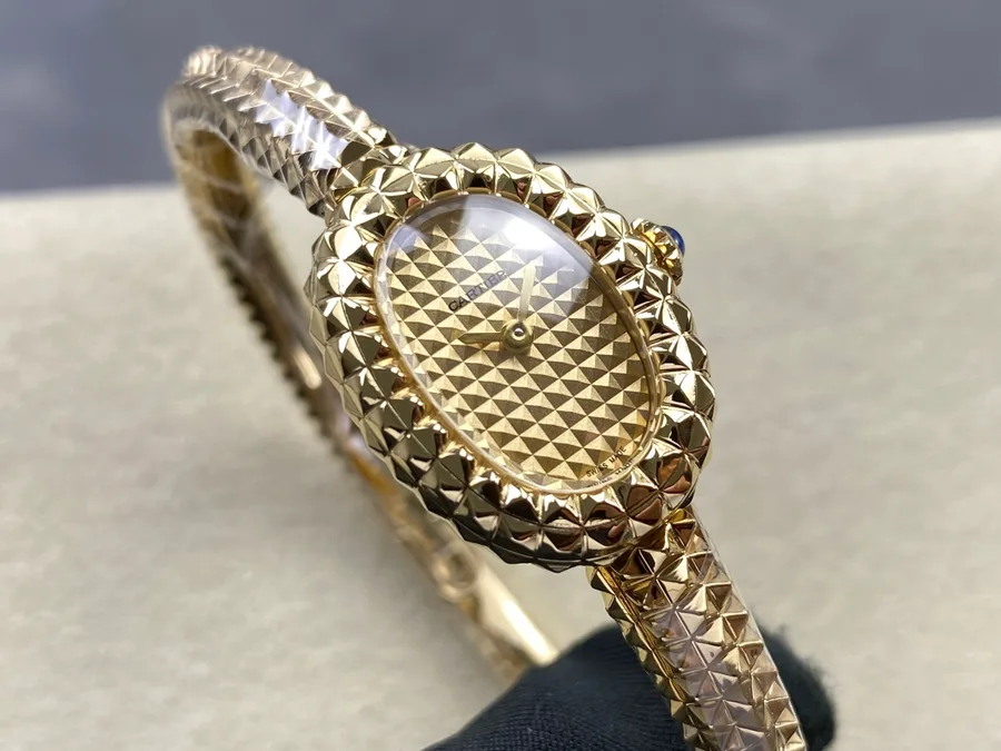 Cartier Baignoire Clou De Paris Mini Model 18K Gold Plating (Wrist Size 15, 16, 17cm) Super Clone Watch - Angle 2 - Jack Watches USA