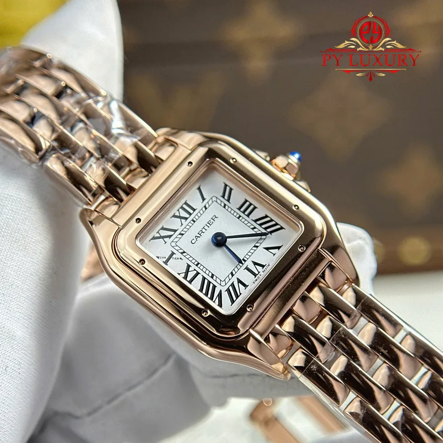 Cartier Panthère Rose Gold Small Model Silver Dial BVF 22mm x 30mm Super Clone Watch - Angle 3 - Jack Watches USA