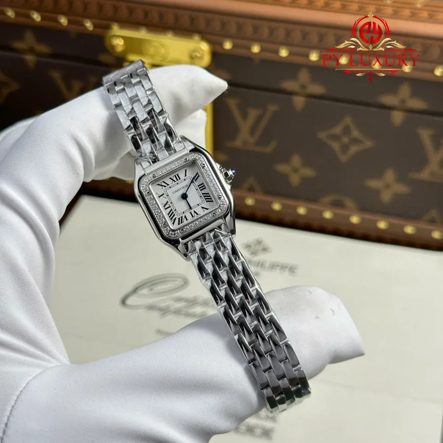Cartier Panthère Steel Small Model White Dial Diamond Bezel BVF 22mm x 30mm