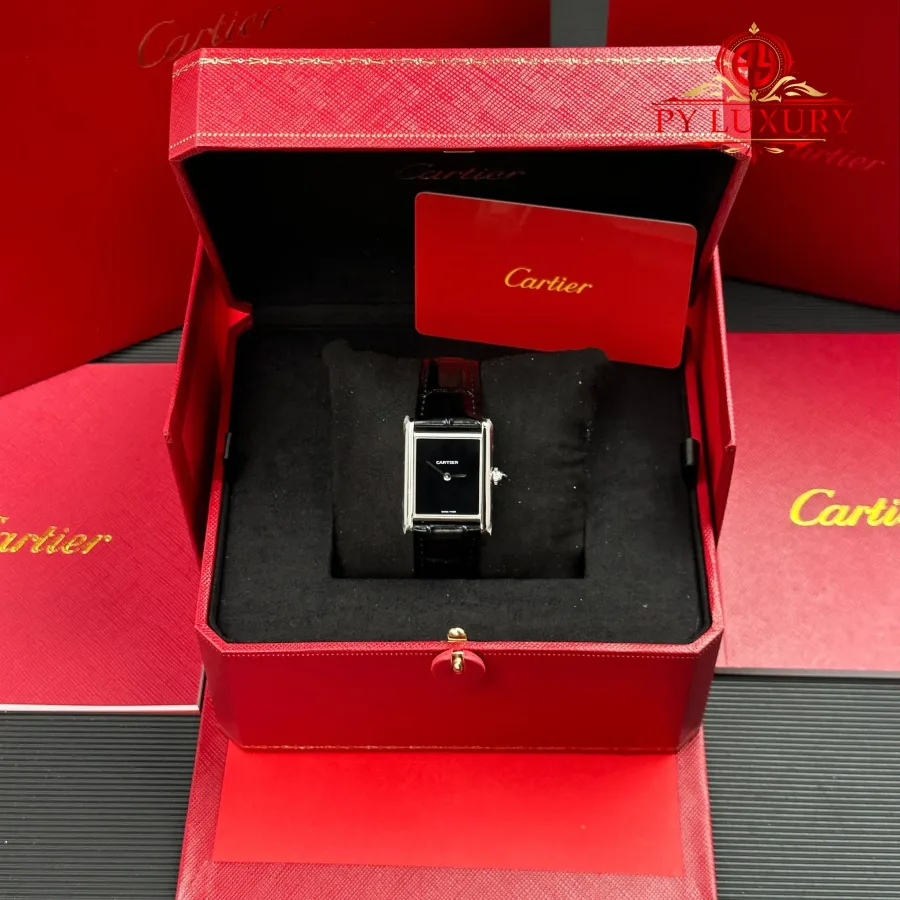 Cartier Tank Must WSTA0072 Large Model Black Dial Leather Strap 33.7mm x 25.5mm