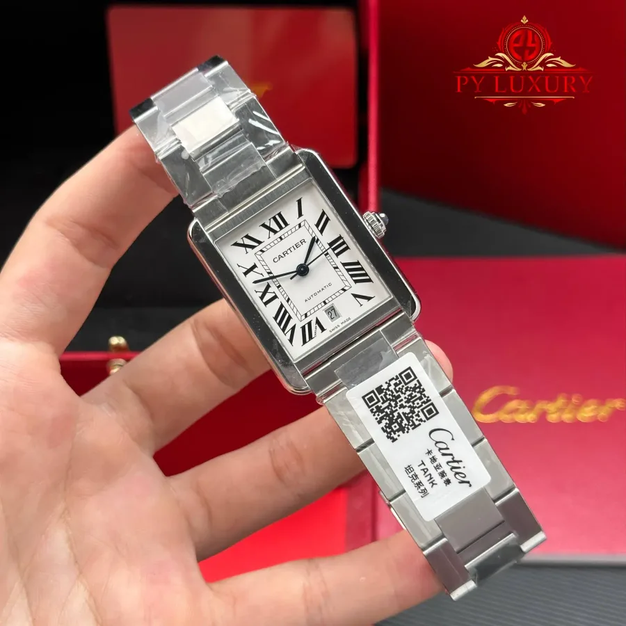 Cartier Tank Solo Extra-Large W5200028 Silver Dial Steel Bracelet AF 31mm x 41mm Super Clone Watch - Angle 2 - Jack Watches USA