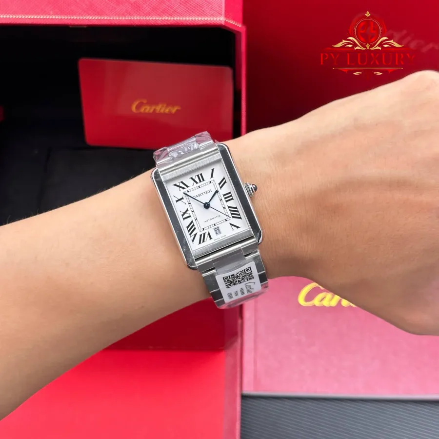 Cartier Tank Solo Extra-Large W5200028 Silver Dial Steel Bracelet AF 31mm x 41mm Super Clone Watch - Angle 3 - Jack Watches USA